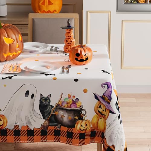 Halloween Ghost Pumpkin Rectangle Tablecloth 60x120 Inch - Spooky Fall Decor