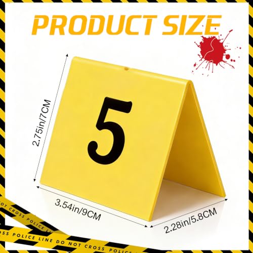 40 Pack Evidence Markers with Numbered Acrylic Tents for Investigations & Halloween Decorations