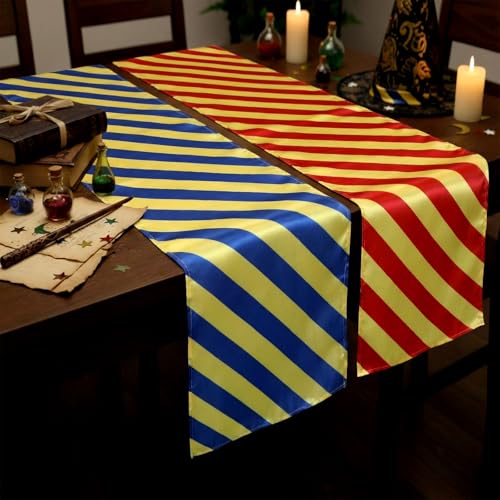 Wizard Table Runner 4-Pack - Red, Green, Blue, Gold Stripes for Party & Decor