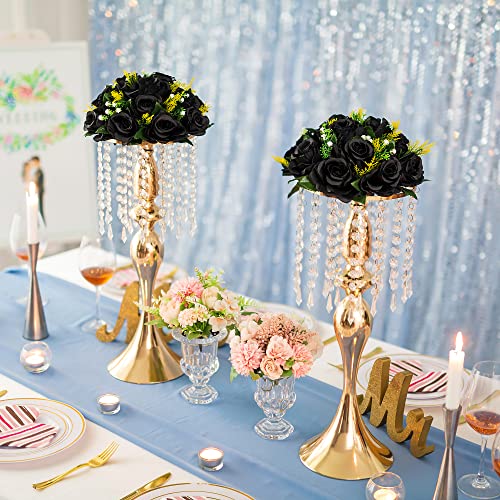Wedding Flower Centerpieces Set - Black Silk Flower Balls, 10 Pack - 10" Diameter