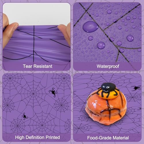 Purple Halloween Spider Web Tablecloths - 2 Pcs Disposable Rectangular Cover, 108 x 54 Inches