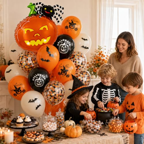 Halloween Pumpkin Balloons Set - Orange & Black Halloween Party Decorations - Variation: Orange Black