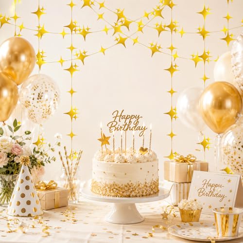 40ft Gold Star Bunting Banner - Pre-String Star Hanging Decoration