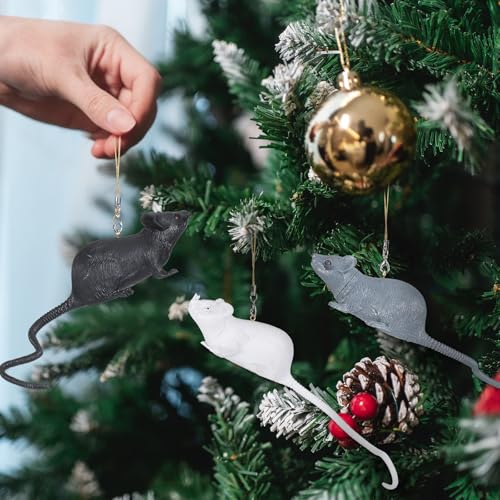 Fake Rat Ornaments Set - Realistic Plastic Mice for Halloween & Party Decor