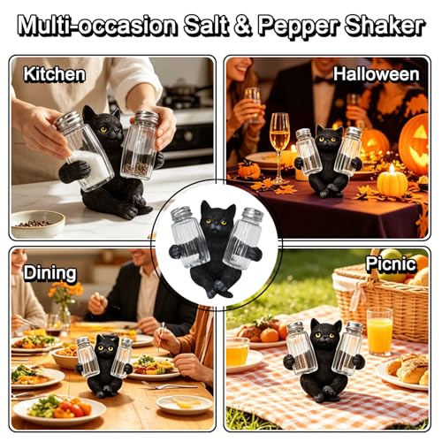 Black Cat Salt and Pepper Shakers Set Halloween Kitchen Decor - Variation of THIS listing