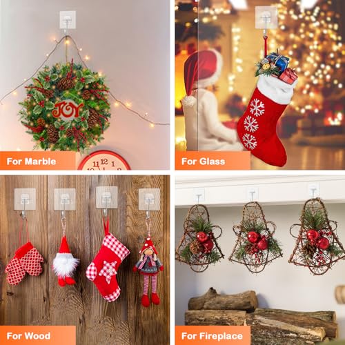 20 Pack Heavy Duty Wreath Hangers for Front Door - Clear Over-the-Door Hooks for Holiday & Home Decor