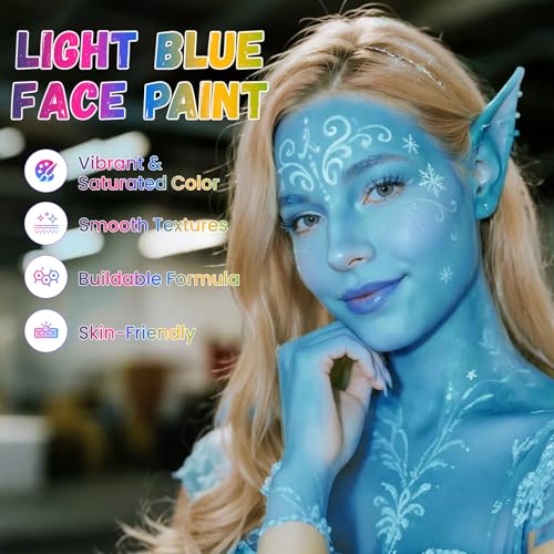 Light Blue Water-Based Face Paint for Halloween - Vibrant, Fast-Drying 1 oz - Variation of THIS listing