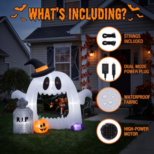 Halloween Ghost Inflatable Car Decoration with Built-in LEDs - 4 FT Outdoor Trunk or Treat