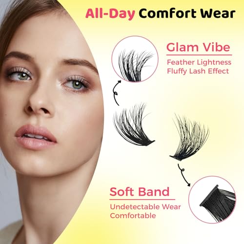 MIKIWI Fluffy 60D Lash Clusters D Curl Mixed 9-18mm Wispy Volume Eyelashes