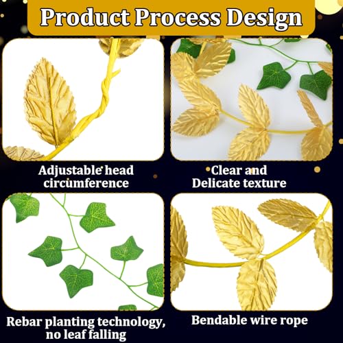 Greek Toga Party Decorations Set with Laurel Crowns & Faux Vines - 20 Pcs