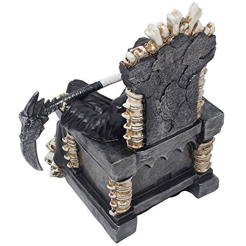 Gothic Grim Reaper on Bone Throne Statue for Halloween & Man Cave Decor