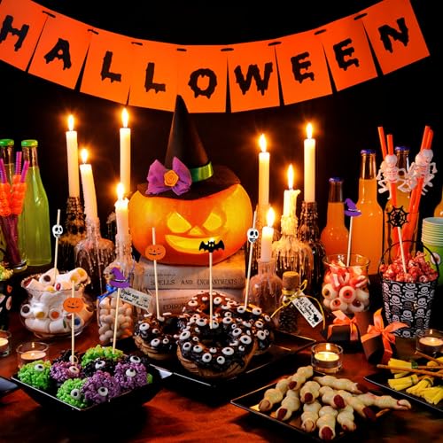 Halloween Ghost Pumpkin Spider Boo Bat Cocktail Picks - 100 Pcs Party Decoration