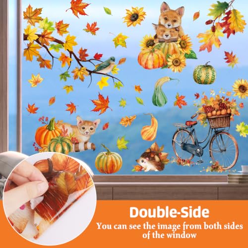 Thanksgiving Window Clings Stickers - Turkey Design, Reusable Holiday Decor