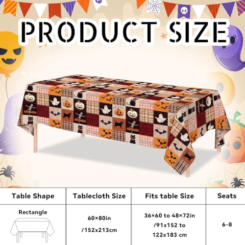 Halloween Spooky Black Cat Bat Pumpkin Tablecloth - 60x84 Inches - Festive Decor