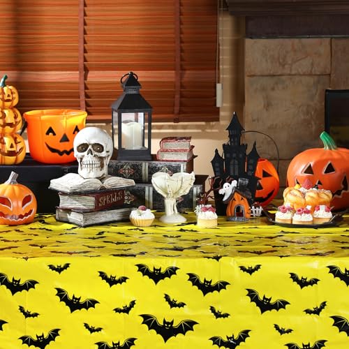 Halloween Bat Tablecloth Set - Disposable 4-Pack for Party Decor