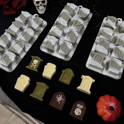 Halloween Tombstone Silicone Mold 3 Pack - Candy, Chocolate, Soap & Ice Cubes