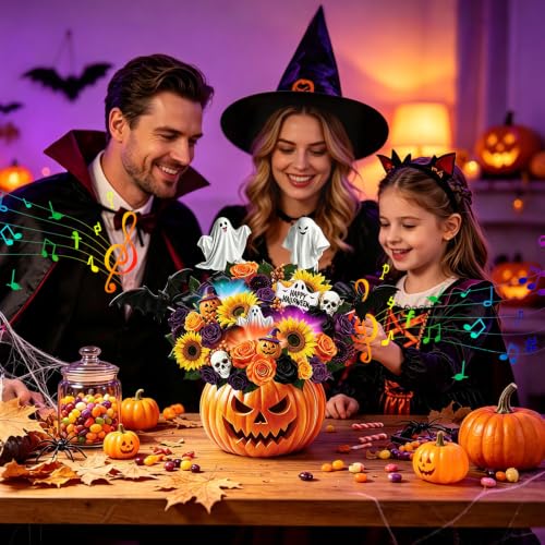 Halloween Ghost Pumpkin Bouquet Musical Card with Lights & 3D Pop-Up - Variation of This Listing