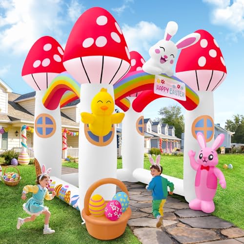 10FT Easter Bunny Inflatable Archway with Lights for Outdoor Decor