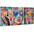Banksy Wall Art Graffiti Pop Art Street Pictures for Bedroom Living Room - 3 Piece Canvas Prints 12x16 Inches - Street Art Decor Variation of THIS listing