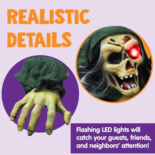 Halloween Zombie Groundbreaker Decor with Creepy Sound & Glowing Eyes for Lawn Yard Haunted House