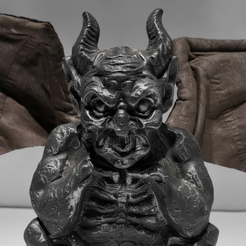 Hand-Painted Resin Halloween RIP Tombstone with Gargoyle & Skeleton Decor
