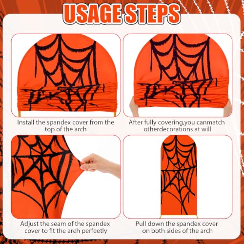 Spider Web Arch Backdrop Cover - Stretchy Party Decor 4Ft, 5Ft, 6Ft - Variation of Spider