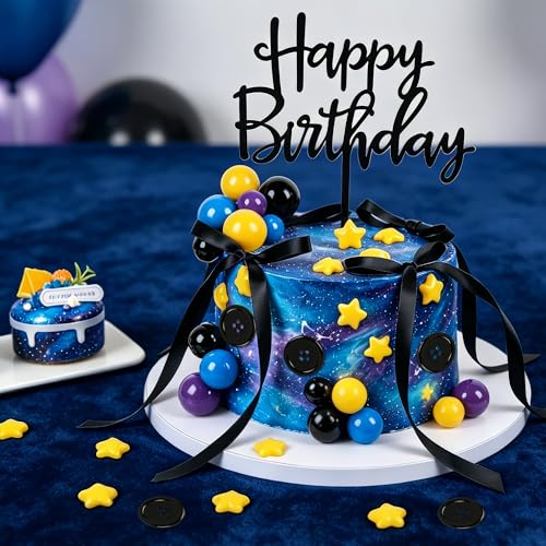 Purple Black Button Cake Topper Decorations Set for Halloween & Birthday Parties