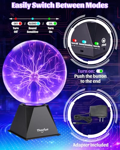 8-Inch Plasma Ball Lamp - Touch & Sound Sensitive Globe in Purple