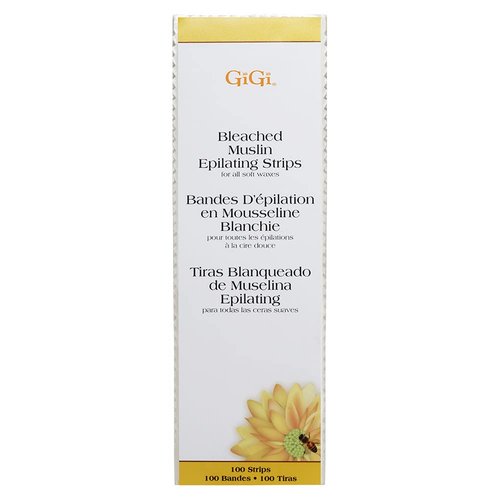 Gigi Bleached Muslin Epilating Strips for Soft Wax - Professional Hair Removal Wax Strips for Waxing, (3”X9”), 100 Strips, 1 Pack