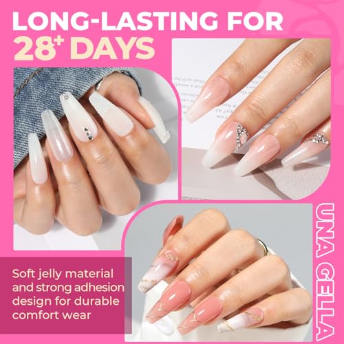 Long Coffin Nail Tips 504pcs Pre-Shape Fake Nails for Manicure - UNA GELLA Variation