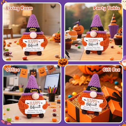 Halloween Gnome Basket Stuffers - Handmade Crochet Witch Hat Decor & Gifts