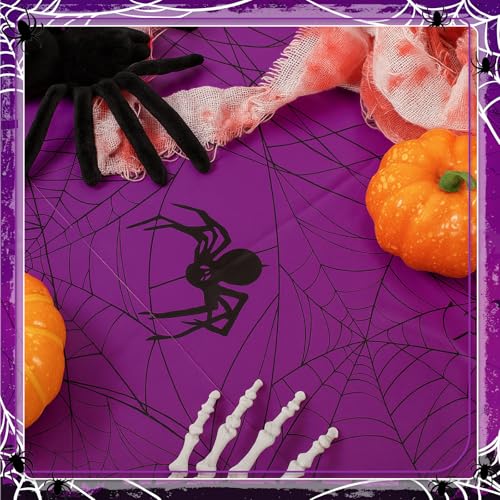 Purple 3-Pack Halloween Round Plastic Tablecloths 84 Inch