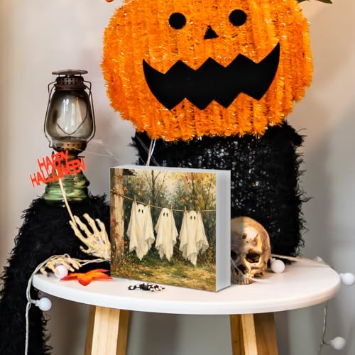 Funny Halloween Ghost Sign Decor - Spooky Wood Block Sign - Variation 20