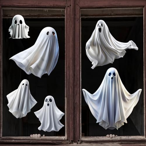 Ghost Window Clings - Vintage Halloween Ghost Stickers for Glass Windows - Variation: Ghost-1