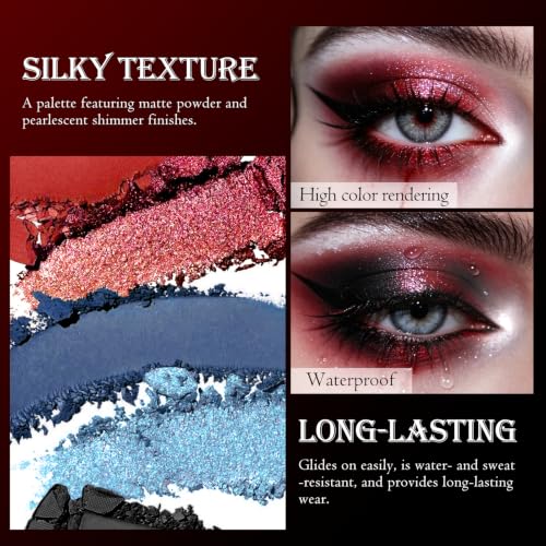 Halloween Clown Eyeshadow Palette - 9 Color Matte & Glitter Makeup Set