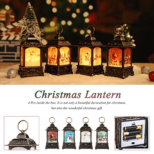 Christmas Lantern Snow Globe Set with 4 Styles Indoor/Outdoor Decor