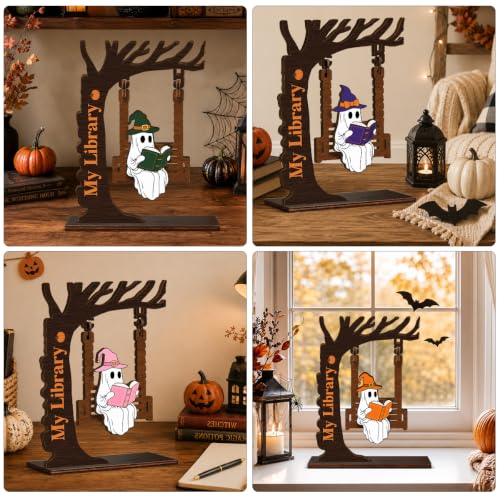 Halloween Spooky Ghost Swing Decor - Indoor Shelf and Table Accent