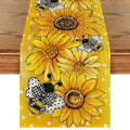 Yellow Sunflower Bee Flower Polka Dot Summer Table Runner 13x72 Inch - Home Decor