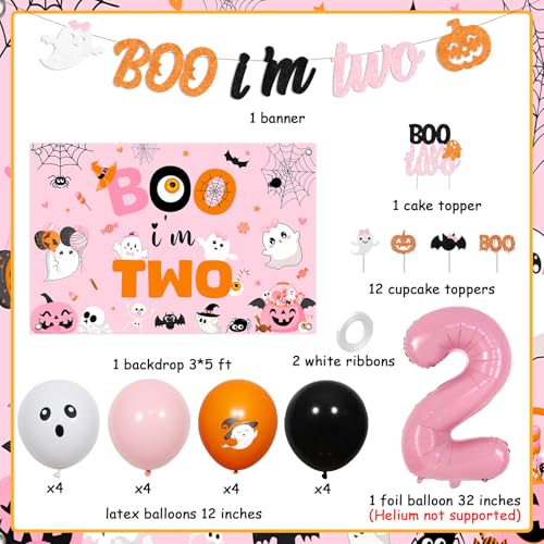Halloween 2nd Birthday Decorations Girl Pink & Orange Party Supplies Set