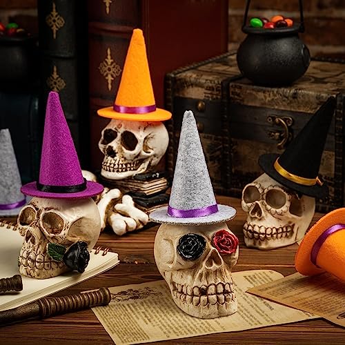 60 Black and Purple Mini Witch Hats for Halloween Crafts and Party Decorations