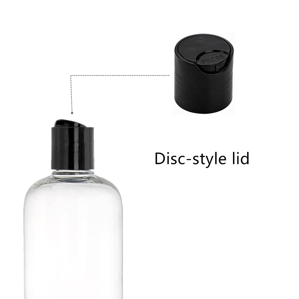 Zentriqlla 20 Pack 16oz Clear Plastic Empty Bottles, Squeezable Travel Containers with Disc Top Flip Caps, Refillable Shampoo Bottles for Lotions, Cream, Liquid Body Soap, Creams, BPA Free