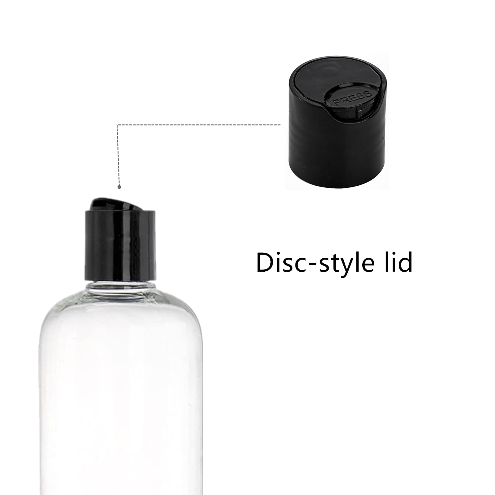Zentriqlla 20 Pack 16oz Clear Plastic Empty Bottles, Squeezable Travel Containers with Disc Top Flip Caps, Refillable Shampoo Bottles for Lotions, Cream, Liquid Body Soap, Creams, BPA Free
