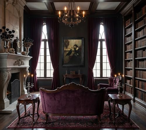 Gothic Woman Wall Art Canvas - Framed Victorian Raven Artwork, 16x12in - Dark Academia Home Decor
