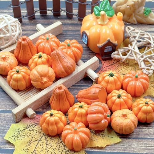 Mini Resin Pumpkins Set - 4 Styles, 40 Small Fall Halloween Decor