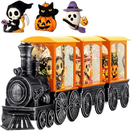 Halloween Train Snow Globe Skeleton Reaper Black Cat Pumpkin Ghost - Priddop Halloween Decorations
