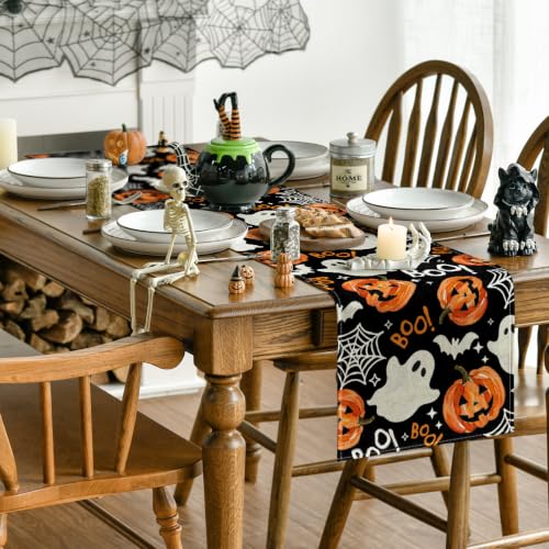 Artoid Mode Halloween Table Runner Black 13x90 Inch - Durable Polyester Decor