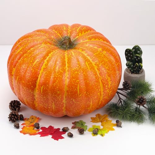Gresorth 18.9 Inch Extra Large Fake Orange Pumpkin for Fall Decor - Variation C