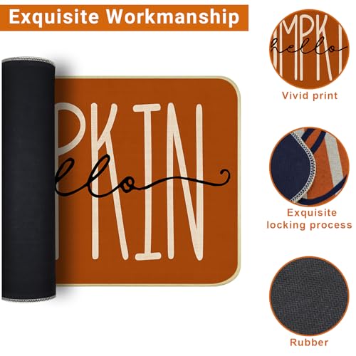 Pumpkin Fall Kitchen Rugs Set of 2 - Terracotta Pumpkin Non-Slip Floor Mats