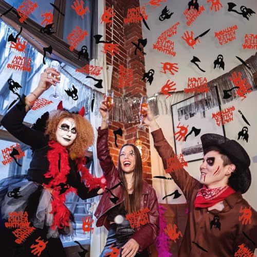 Halloween Birthday Confetti Set - Ghost, Bloody Handprint, Knife, Axe Decor