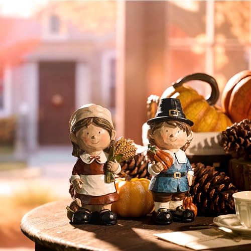 Large Fall Decorations Set of 2 Harvest Figurines for Home & Garden — Thanksgiving & Autumn Decor